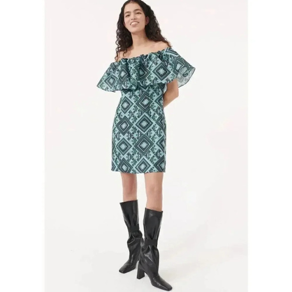 Baum und Pferdgarten Alice Mini Dress Womens Size 4 Multi Lined Off the Shoulder - Picture 8 of 8